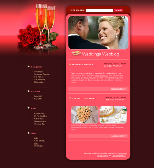 red marriage WordPress theme