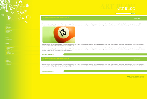 yellow green art blog WordPress theme