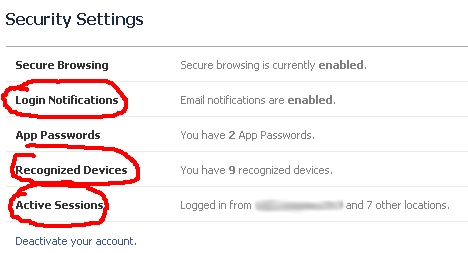 Security Settings in Facebook
