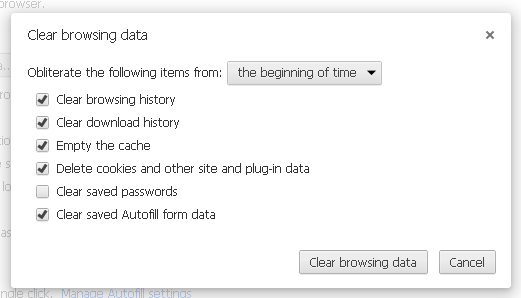 Settings - Clear browsing data in Chrome