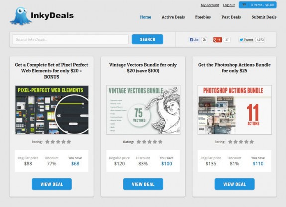 Inkydeals redesign homepage